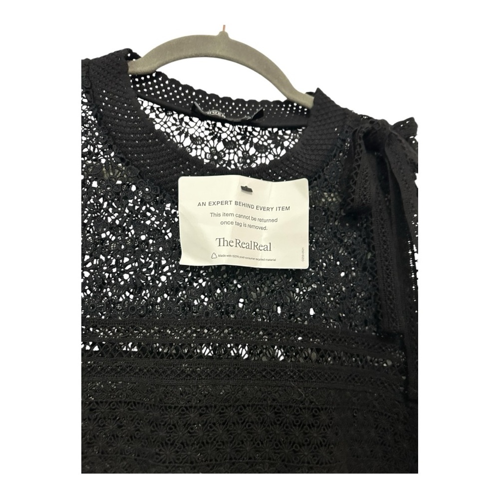Goen.J Black Sleeveless Lace Crochet Blouse Top Size Large | Sheer Designer - Picture 5 of 6